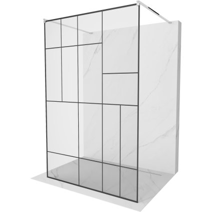 194136 1 mexen kioto priechodna sprchova zastena 110 x 200 cm 8mm sklo cire cierny vzor 2x chromova stabilizacna rozpera 800 110 002 01 78