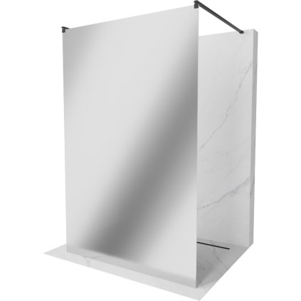 Mexen Kioto, průchozí sprchová zástěna 120 x 200 cm, 8mm sklo vzor zrcadlo, 2x černá stabilizační rozpěra, 800-120-002-70-50