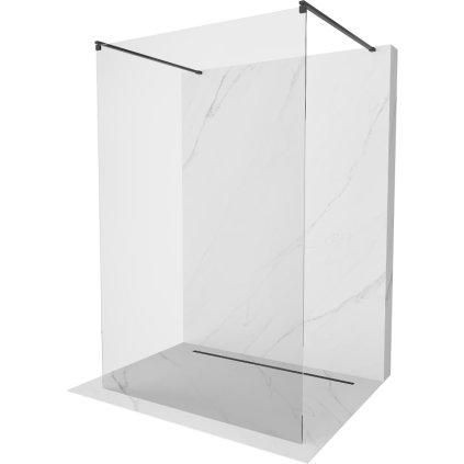 Mexen Kioto, průchozí sprchová zástěna 150 x 200 cm, 8mm čiré sklo, 2x černá stabilizační rozpěra, 800-150-002-70-00