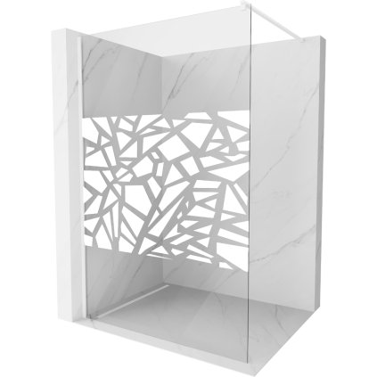 Mexen Kioto, Walk-In sprchová zástěna 80 x 200 cm, 8mm sklo čiré/bílý vzor, bílý profil, 800-080-101-20-85