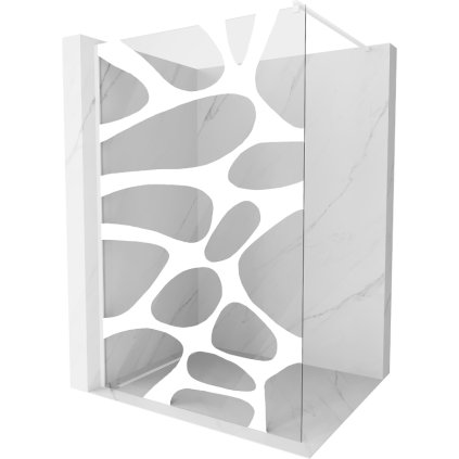 Mexen Kioto, Walk-In sprchová zástěna 90 x 200 cm, 8mm sklo čiré/bílý vzor, bílý profil, 800-090-101-20-97