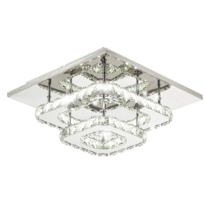 Toolight, LED 24W krystalová stropní lampa čtvercová APP410-C, chromová-zlatá, OSW-65008