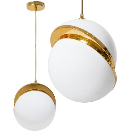 Toolight, závěsná stropní lampa akrylová koule 1xE27 APP481-1CP, bílá-zlatá, OSW-00598