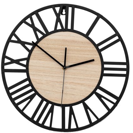 203340 9 tutumi okruhle nastenne hodiny 35 cm kovove drevene mc70902 cierna hneda zeg 08743