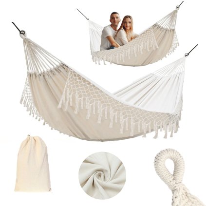 Toolight, houpací síť String pletená 400256, ecru-bílá, OGR-04852