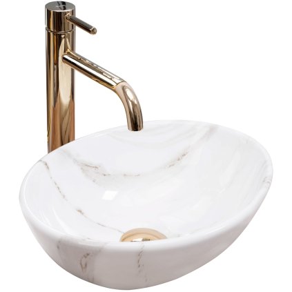 Rea Sofia mini Shiny Aiax, keramické umyvadlo na desku 35x26 cm, imitace kamene Aiax, REA-U8014