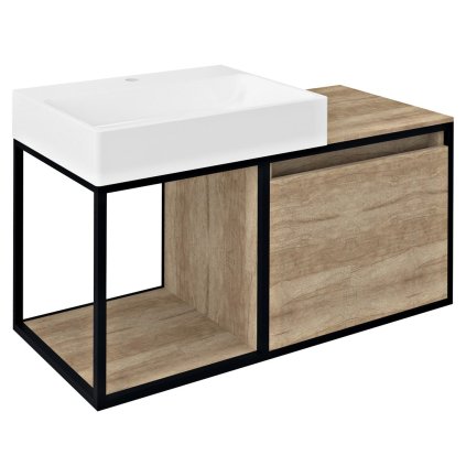 Sapho, SKARA umyvadlová skříňka 100x49,5x46,5cm, černá matná/dub Alabama, CG004-2222
