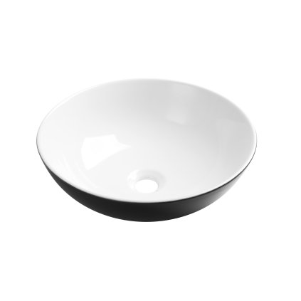 Invena Tinos, keramické umyvadlo na desku 39,5x39,5x13,5 cm, černá-bílá, INV-CE-43-041-C