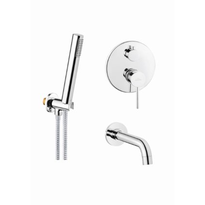 Invena Dafni, podomítková vanová-sprchová sada s výlevkou a ruční hlavicí, chrom lesklý, INV-BS-88-W01-A