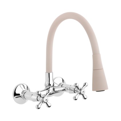 Invena Roma, nástěnná baterie s elastickým ramenem 150mm, béžová-chromová, INV-BC-24-E3S-L