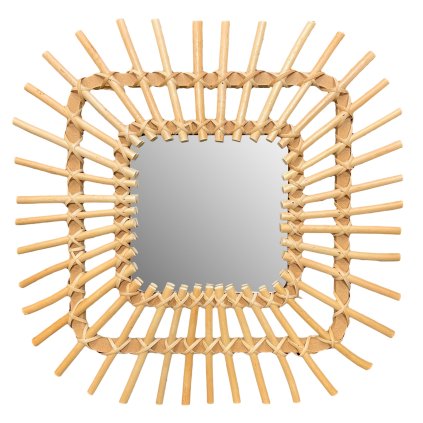 Tutumi, nástěnné zrcadlo Boho 45x45 cm QDJ071, světle hnědá, HOM-02818
