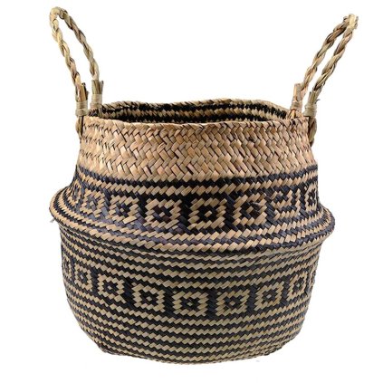 Tutumi, přírodní koš Boho 32x32x28 cm 322177, hnědá-černá, HOM-06662