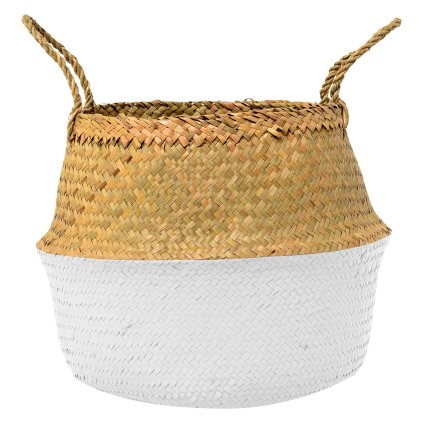 Tutumi, přírodní koš Boho 32x32x28 cm 381181B, hnědá-bílá, HOM-06660