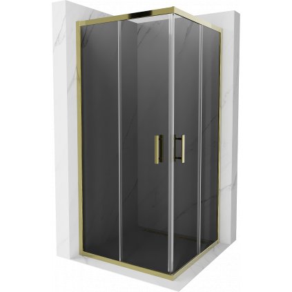 195099 2 mexen rio stvorcovy sprchovaci kut s posuvnymi dverami 90 dvere x 90 dvere x 190 cm 5mm sede sklo zlaty profil 860 090 090 50 40