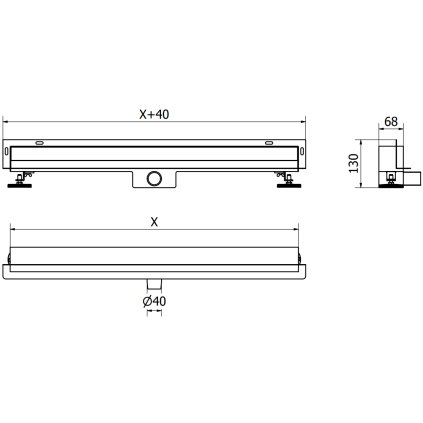 44215 4 mexen flat nerezovy sprchovy zlab na stenu 70 cm vzor wall cierny 1730070