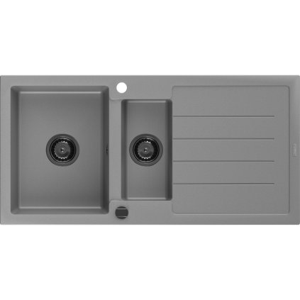 230589 mexen andres granitovy drez 1000x500x200 mm 1 5 komorovy seda s ciernym sifonom 6515101510 71 b