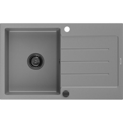Mexen Bruno, granitový dřez 795x495x200 mm, 1-komorový, šedá s černým sifonem, 6513791010-71-B