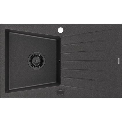 Mexen Cesar, granitový dřez 775x470x190 mm, 1-komorový, černá skvrnitá s černým sifonem, 6514771010-76-B