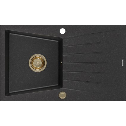 230139 mexen cesar granitovy drez 775x470x190 mm 1 komorovy cierna strieborna metaliza so zlatym sifonom 6514771010 73 g