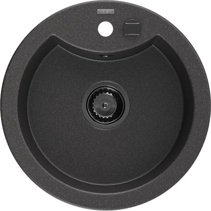 Mexen Diego, granitový dřez 488x488x167 mm, 1-komorový, černá-skvrny s černým sifonem, 6512481000-76-B