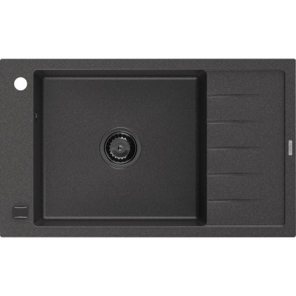 Mexen Elias, granitový dřez granitový 795x480x200 mm, 1-komorový, černá-skvrny s černým sifonem, 6511791005-76-B