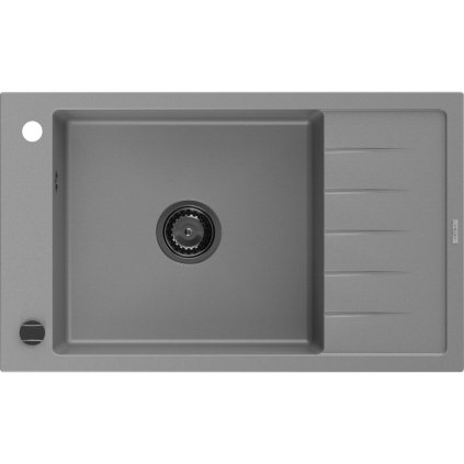Mexen Elias, granitový dřez granitový 795x480x200 mm, 1-komorový, šedá s černým sifonem, 6511791005-71-B