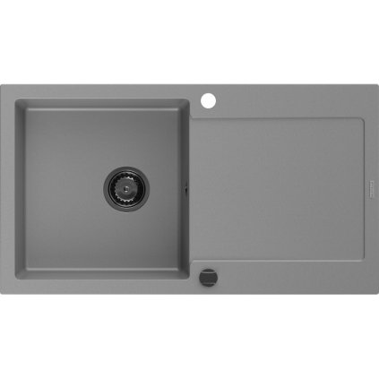 Mexen Leo, dřez granitový 900x500x190 mm, 1-komorový, šedá s černým sifonem, 6501901010-71-B