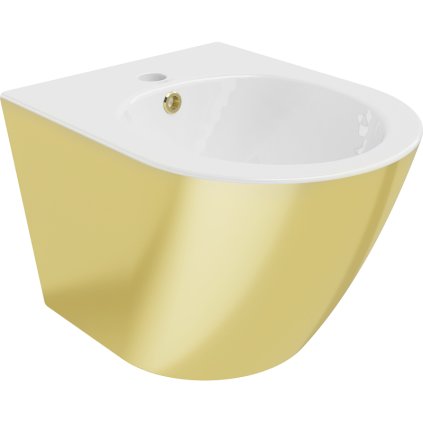 Mexen Lena, závěsný bidet 480x370x325 mm, bílá - zlatá, 35224806