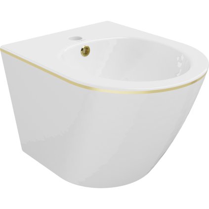 Mexen Lena, závěsný bidet 480x370x325 mm, bílá - zlatý okraj, 35224805