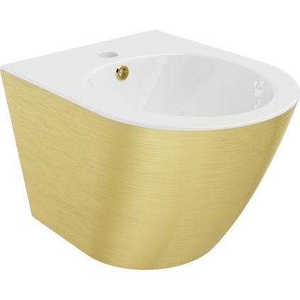 Mexen Lena, závěsný bidet 480x370x325 mm, bílá - zlatý vzor, 35224807