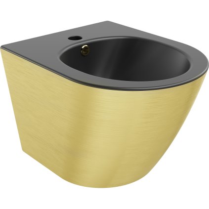Mexen Lena, závěsný bidet 480x370x325 mm, černá matná - zlatý vzor, 35224877