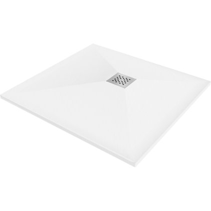 Mexen Stone+, čtvercová vanička z minerálního kompozitu 90 x 90 cm, bílá, 44109090