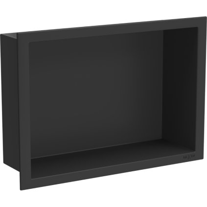 Mexen X-Wall-R, polička na zapuštění na obklad s límcem 30 x 20 cm, černá matná, 1970302010