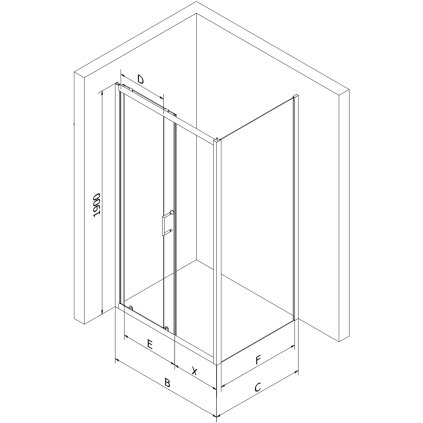 196263 2 mexen apia sprchovaci kut s posuvnymi dverami 135 dvere x 90 stena cm 5mm cire sklo cierny profil 840 135 090 70 00