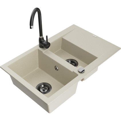 234336 mexen gaspar granitovy drez 737x475x177 mm 1 5 komorovy a cierna bateria telma bezova 6507 69 670200 70