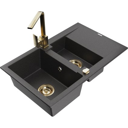 232158 3 mexen gaspar granitovy drez 737x475x177 mm 1 5 komorovy a zlata bateria rita cierna skvrnita 6507 76 670300 50