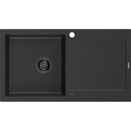 233019 mexen leo drez granitovy 900x500x190 mm 1 komorovy cierna strieborna metaliza s ciernym sifonom 6501901010 73 b
