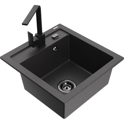 232974 3 mexen vito 1 komorovy granitovy drez 520x490x210 mm cierna bateria rita cierna skvrnita 6503 76 670300 70 b