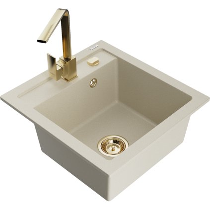 232917 mexen vito 1 komorovy granitovy drez 520x490x210 mm zlata bateria rita bezova 6503 69 670300 50