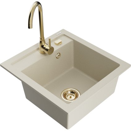 233955 3 mexen vito 1 komorovy granitovy drez 520x490x210 mm zlata bateria telma bezova 6503 69 670200 50