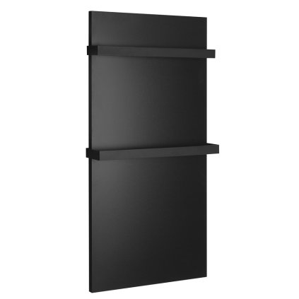 Sapho, ENIS koupelnový sálavý topný panel 600W, 590x1200 mm, držáky ručníků, IP44, černá mat, RH600B-2