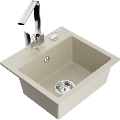 232803 mexen milo 1 komorovy granitovy drez 435x410x171 mm a chromova bateria rita bezova 6505 69 670300 00
