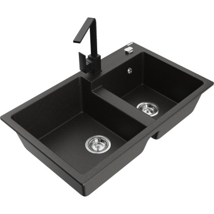 234048 3 mexen tomas granitovy drez 800x500x190 mm 2 komorovy a cierna bateria rita cierna zlata metaliza 6516 75 670300 70