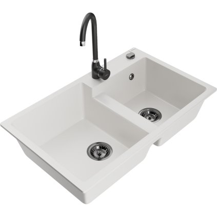 234741 mexen tomas granitovy drez 800x500x190 mm 2 komorovy a cierna bateria telma biela 6516 20 670200 70