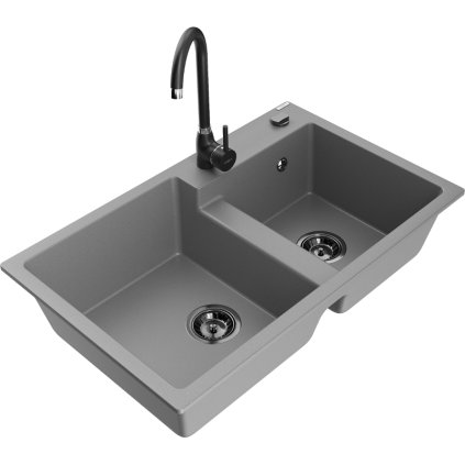 234765 mexen tomas granitovy drez 800x500x190 mm 2 komorovy a cierna bateria telma seda 6516 71 670200 70 b