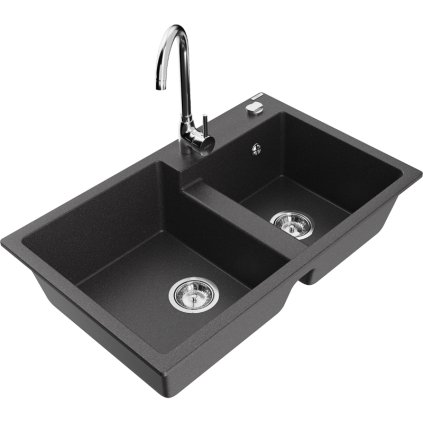 234798 mexen tomas granitovy drez 800x500x190 mm 2 komorovy a chromova bateria telma cierna skvrnita 6516 76 670200 00