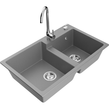 234756 3 mexen tomas granitovy drez 800x500x190 mm 2 komorovy a chromova bateria telma seda 6516 71 670200 00