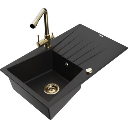 235209 mexen cesar granitovy drez 775x470x190 mm 1 komorovy a zlata bateria duero cierna 6514 77 671600 50