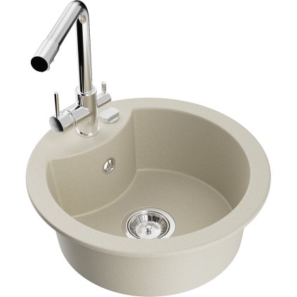 235467 3 mexen diego 1 komorovy granitovy drez 488x488x167 mm chromova bateria duero bezova 6512 69 671600 00