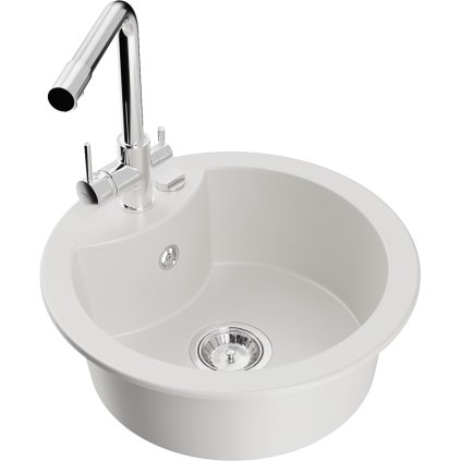 235455 3 mexen diego 1 komorovy granitovy drez 488x488x167 mm chromova bateria duero biela 6512 20 671600 00
